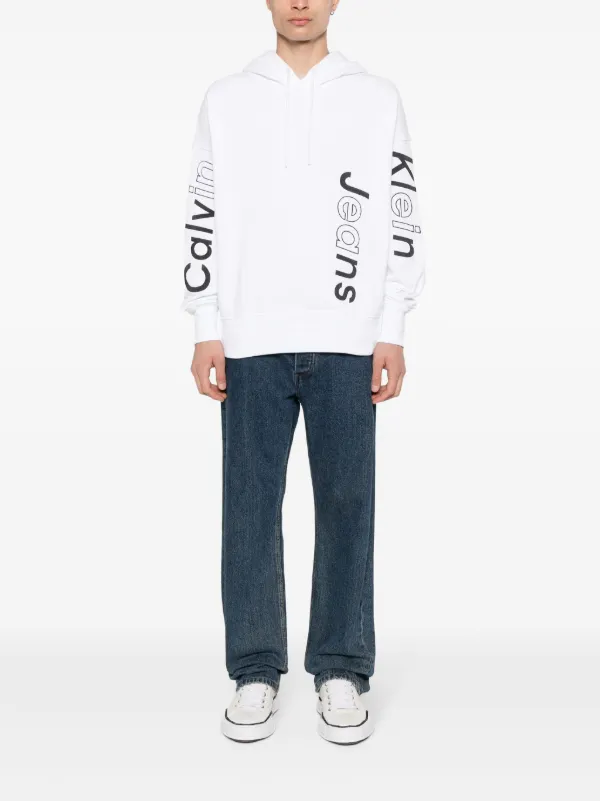 Calvin Klein logo-embroidered Cotton Hoodie White FARFETCH VN