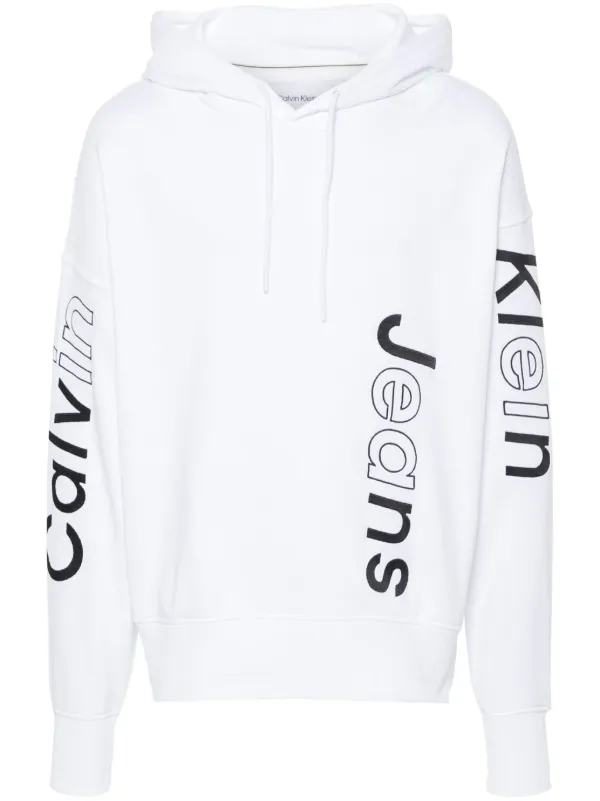 Calvin Klein logo-embroidered Cotton Hoodie White FARFETCH IN