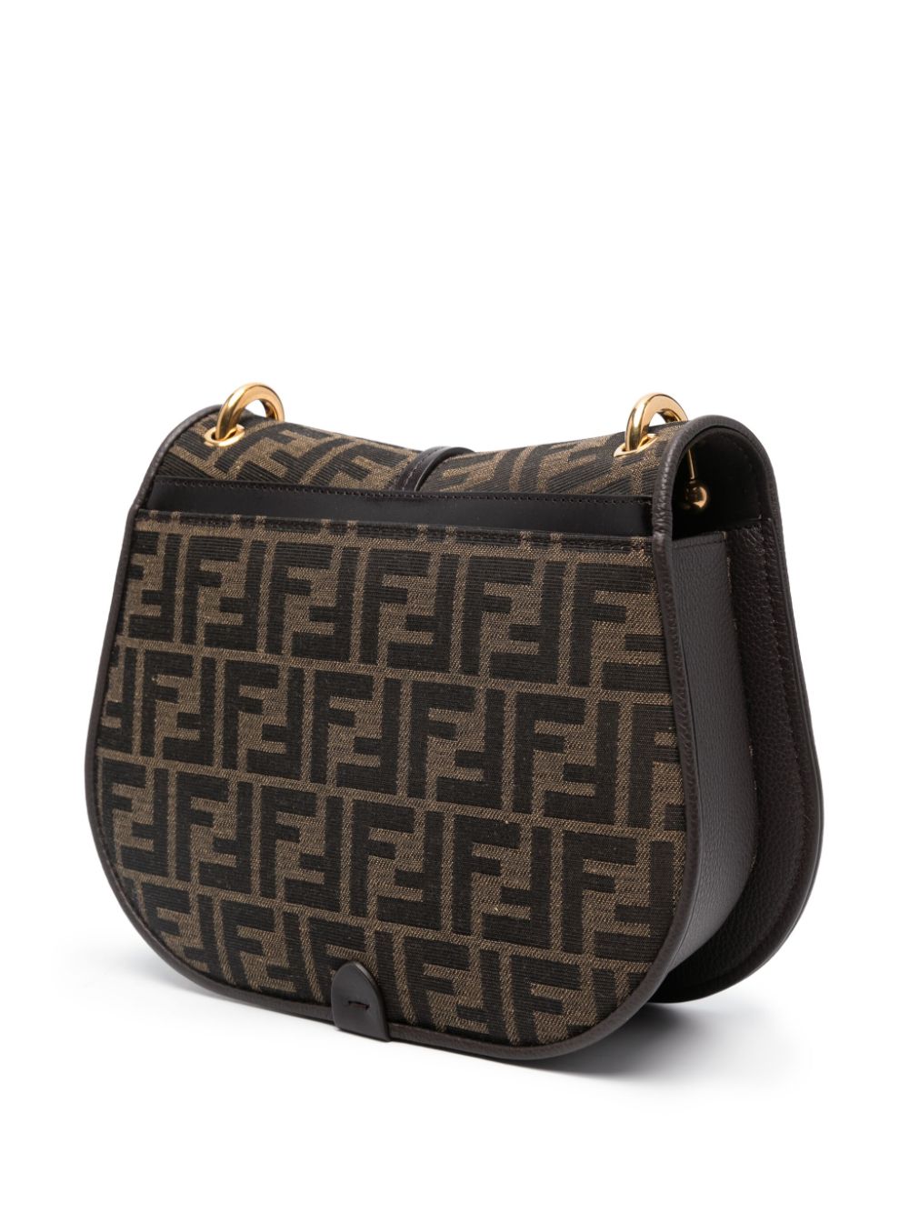 Shop Fendi Medium C'mon Ff Jacquard Shoulder Bag In Brown