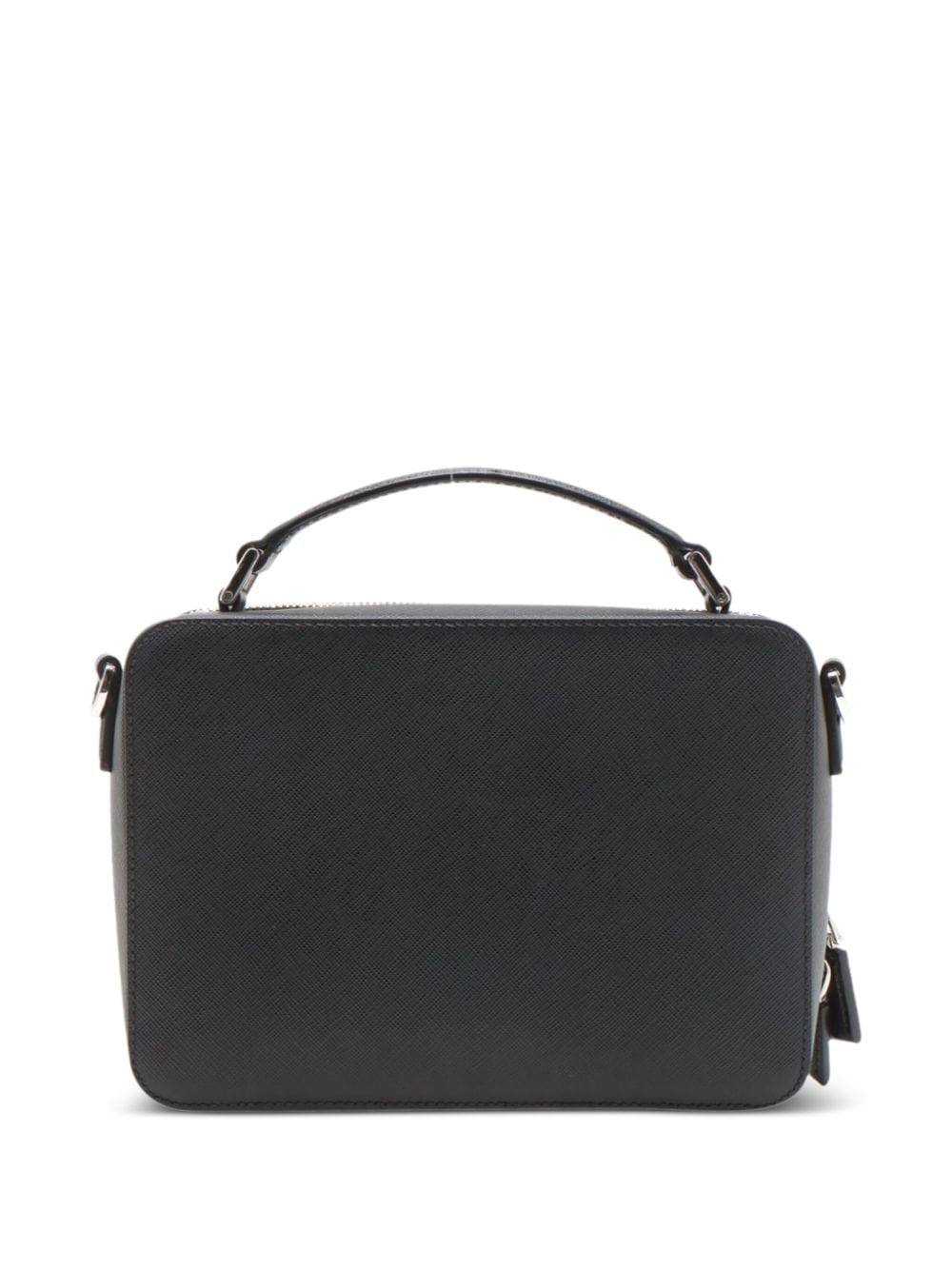 Pre-owned Prada Enamel Triangle Logo Zipped Two-way Shoulder Bag In Black