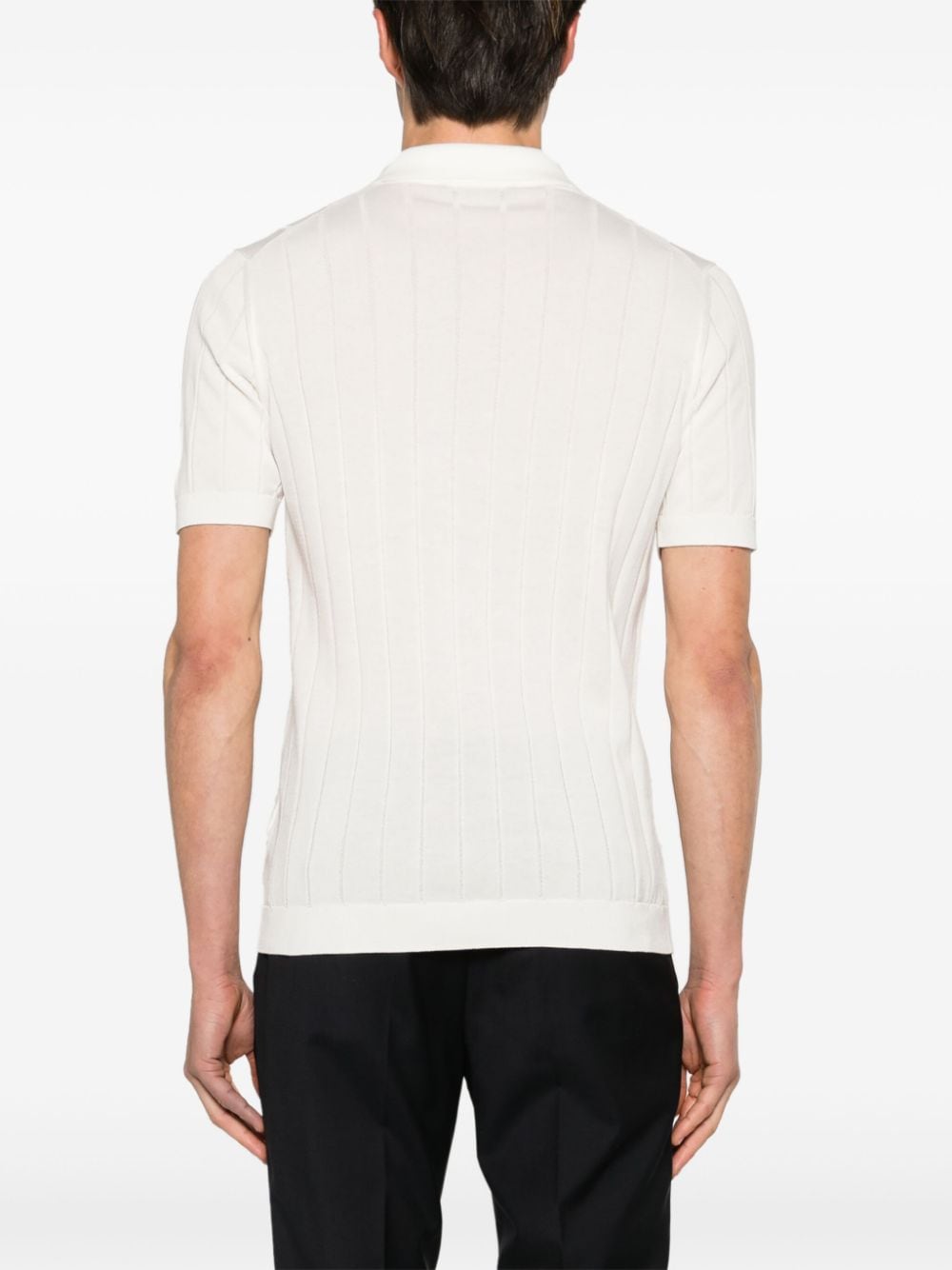 Shop Tagliatore Jude Ribbed Polo Shirt In White