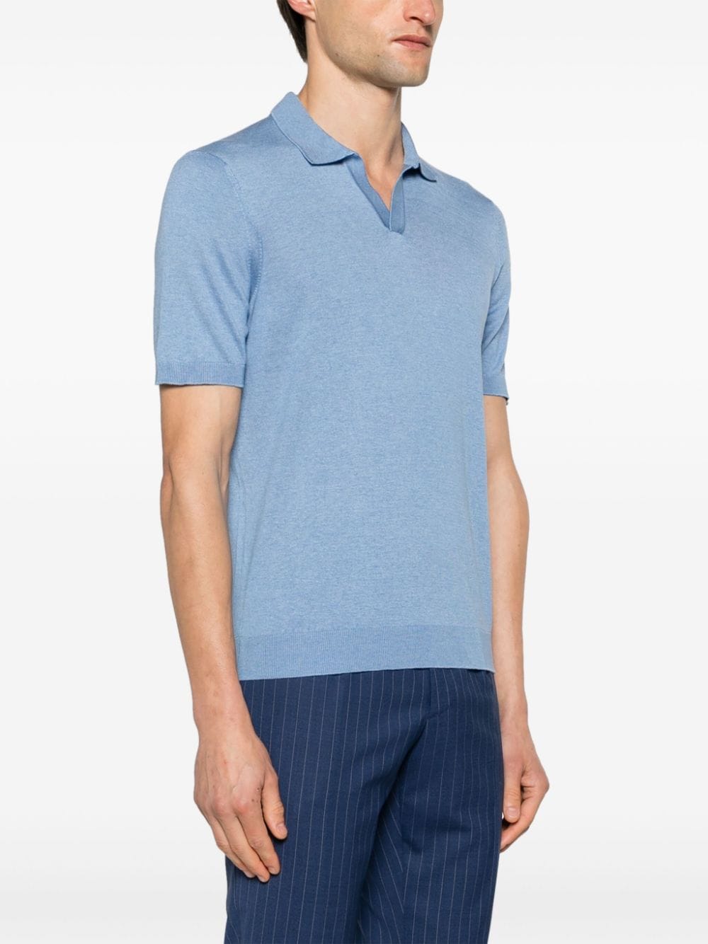 Shop Tagliatore Keith Silk Polo Shirt In 蓝色