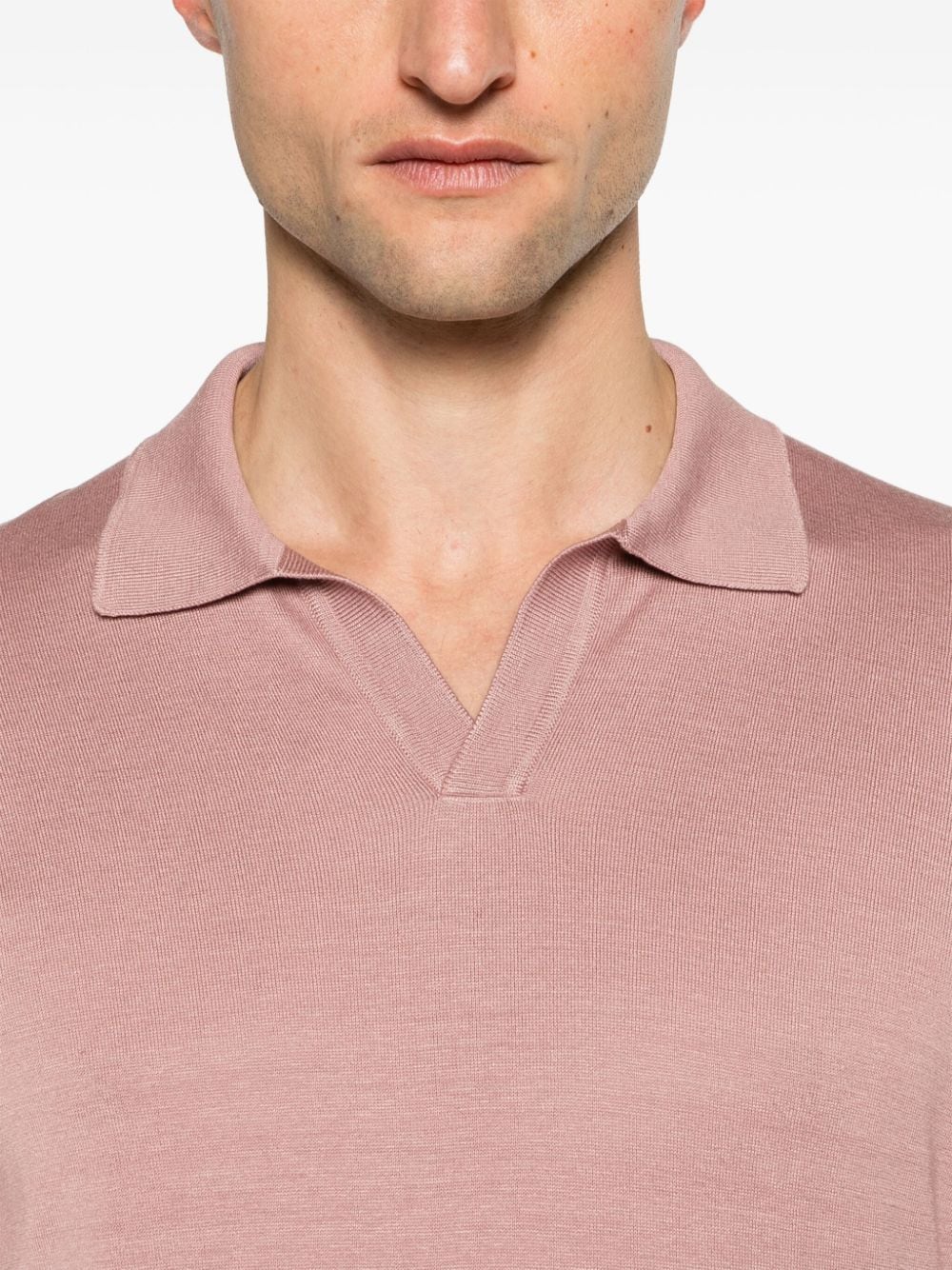 Shop Tagliatore Fine-knit Silk Polo Shirt In Pink
