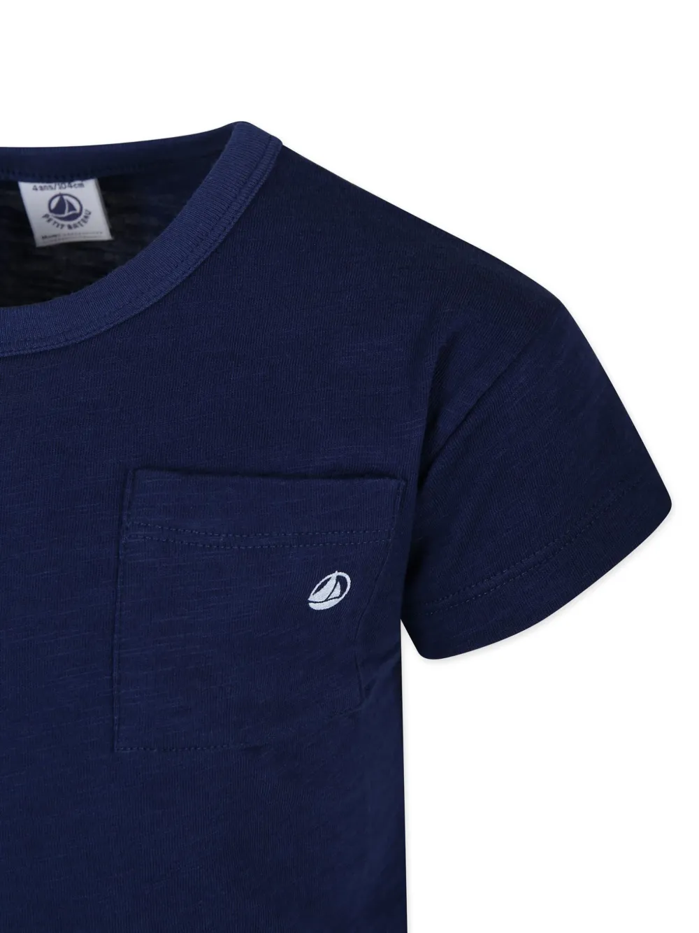 Shop Petit Bateau Logo-embroidered Cotton T-shirt In Blue