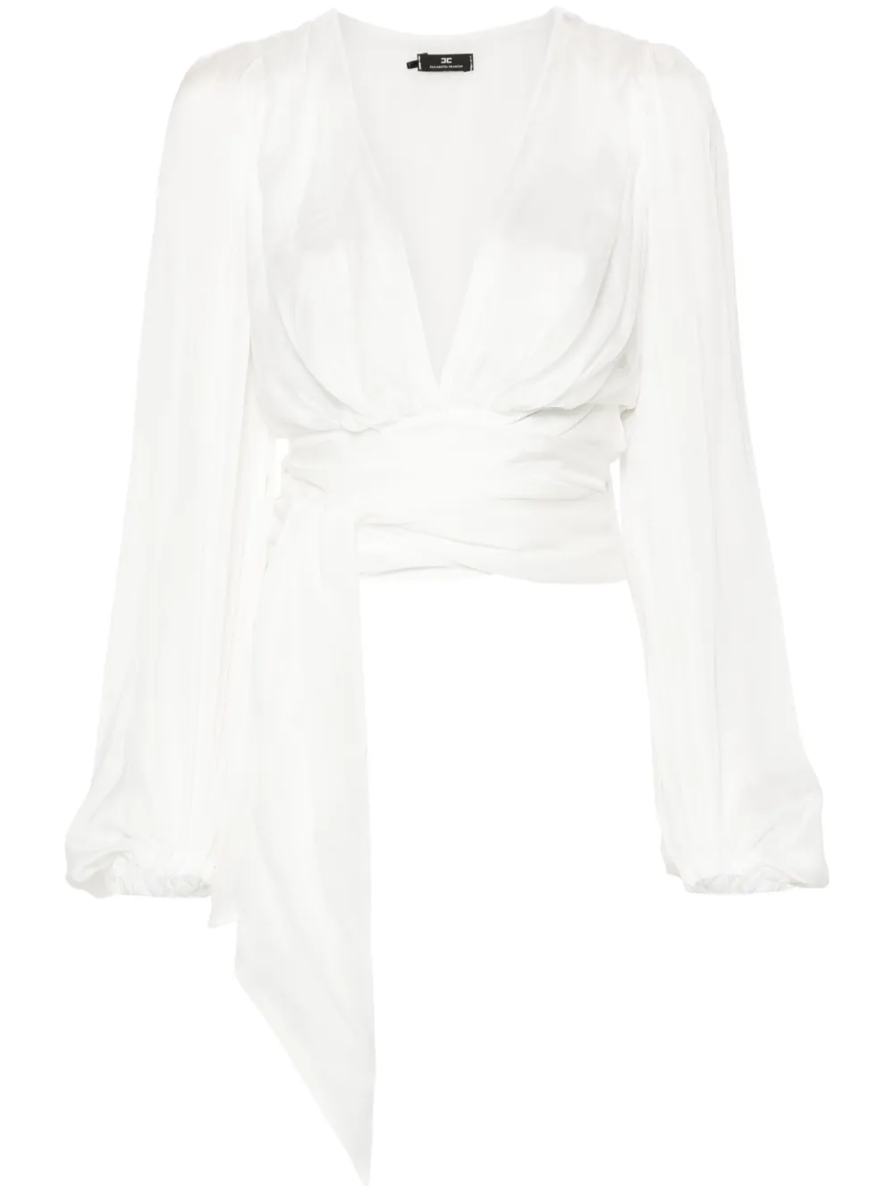 Elisabetta Franchi Sheer Silk Wrap Blouse - Farfetch