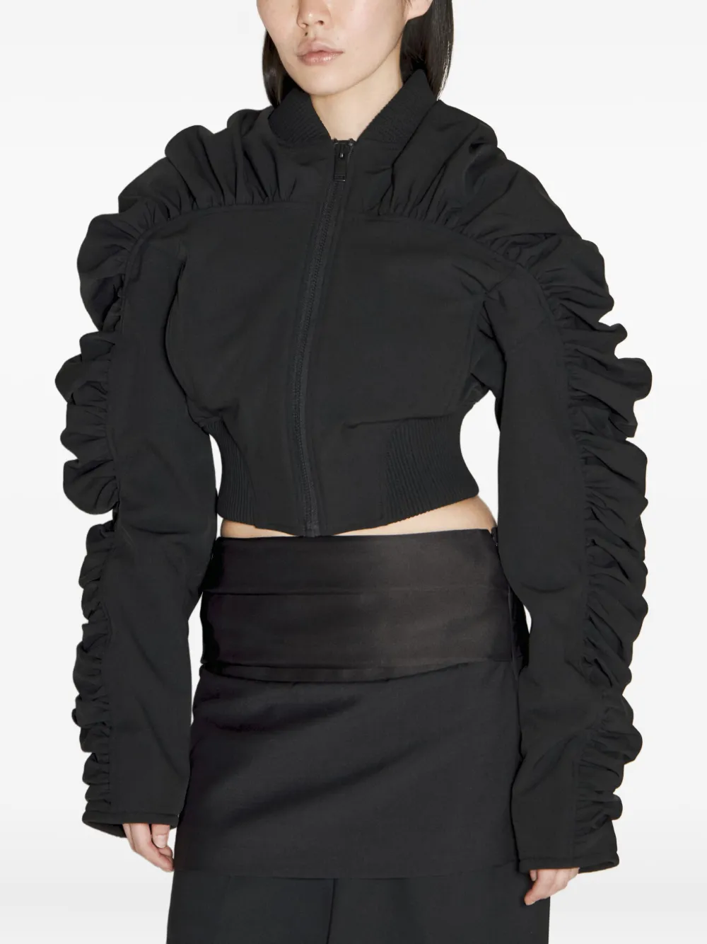 Han Kjøbenhavn ruffled-sleeves bomber jacket Zwart
