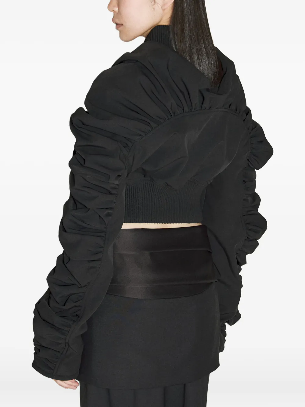 Han Kjøbenhavn ruffled-sleeves bomber jacket Zwart