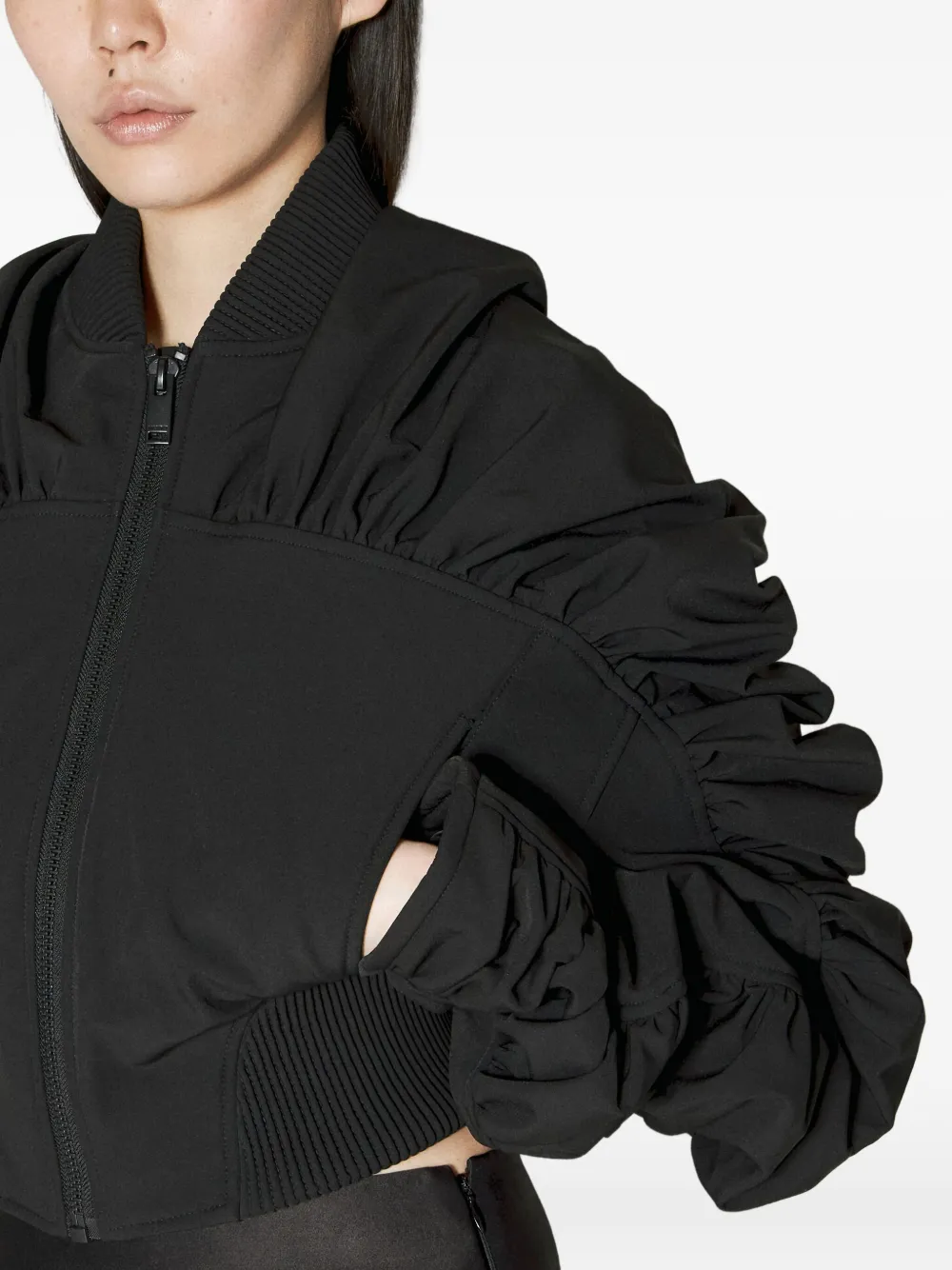 Han Kjøbenhavn ruffled-sleeves bomber jacket Zwart
