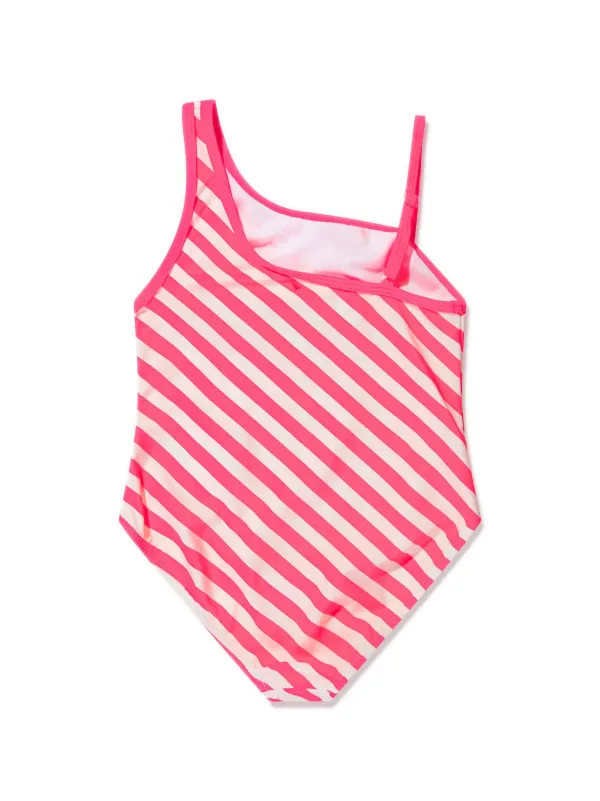 Billieblush Striped one shoulder Swimsuit Pink FARFETCH UK