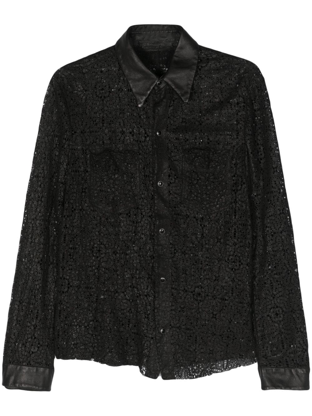 Salvatore Santoro Perforated Leather Shirt In Black
