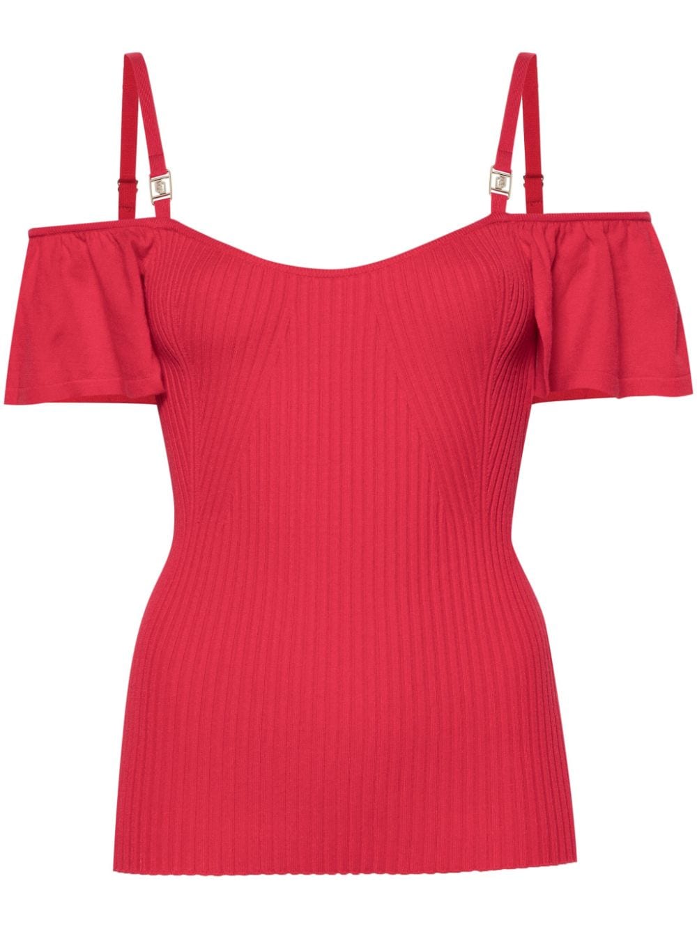 Liu •jo Logo-plaque Ribbed Top In Red