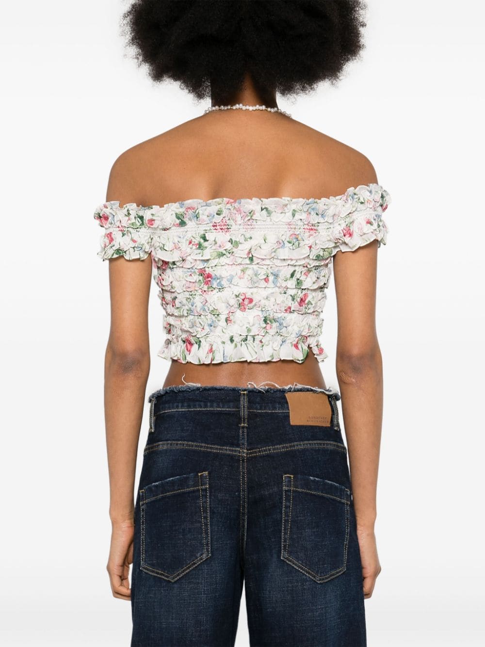 Shop Needle & Thread Floral-print Ruched Top In White
