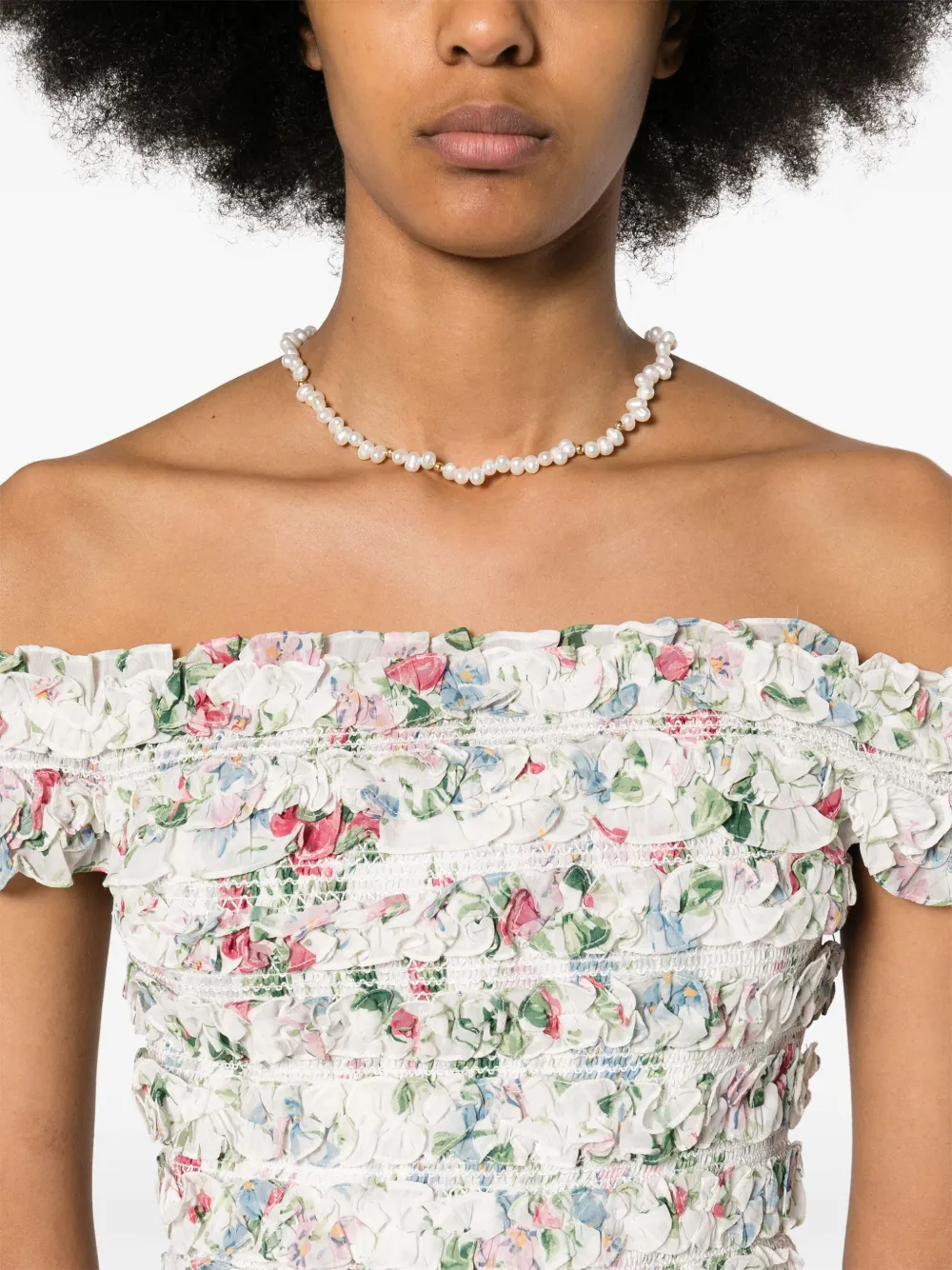 Shop Needle & Thread Floral-print Ruched Top In White