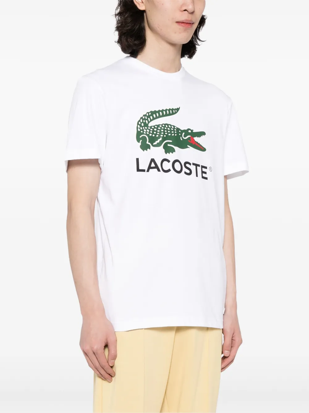 Shop Lacoste Logo-print Cotton T-shirt In 白色