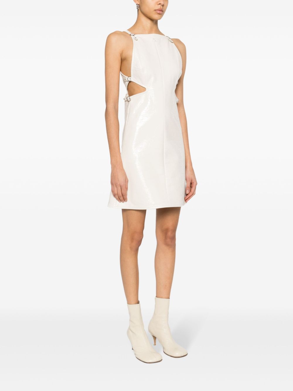 Shop Courrèges Slash Buckle Sleeveless Minidress In White