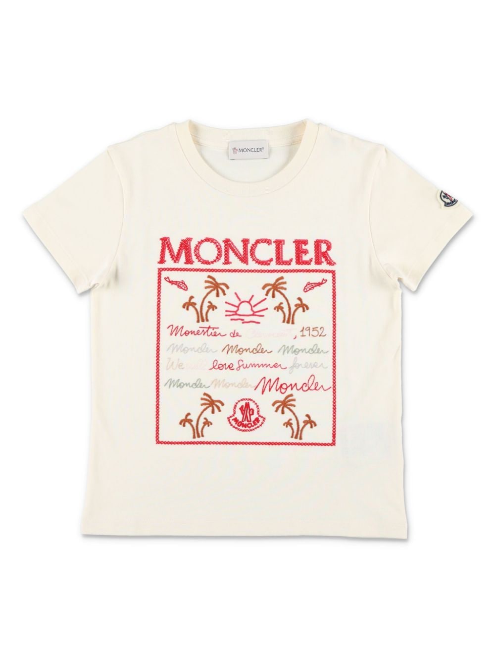 Moncler Enfant T-shirt met geborduurd logo Beige