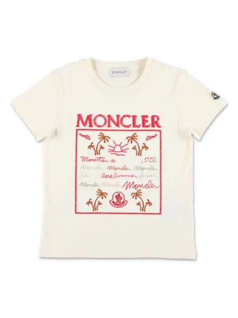 Moncler Enfant تيشيرت قطن مطرز بشعار الماركة