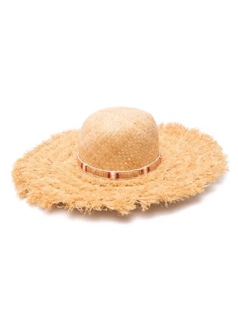 Borsalino fringed woven raffia hat