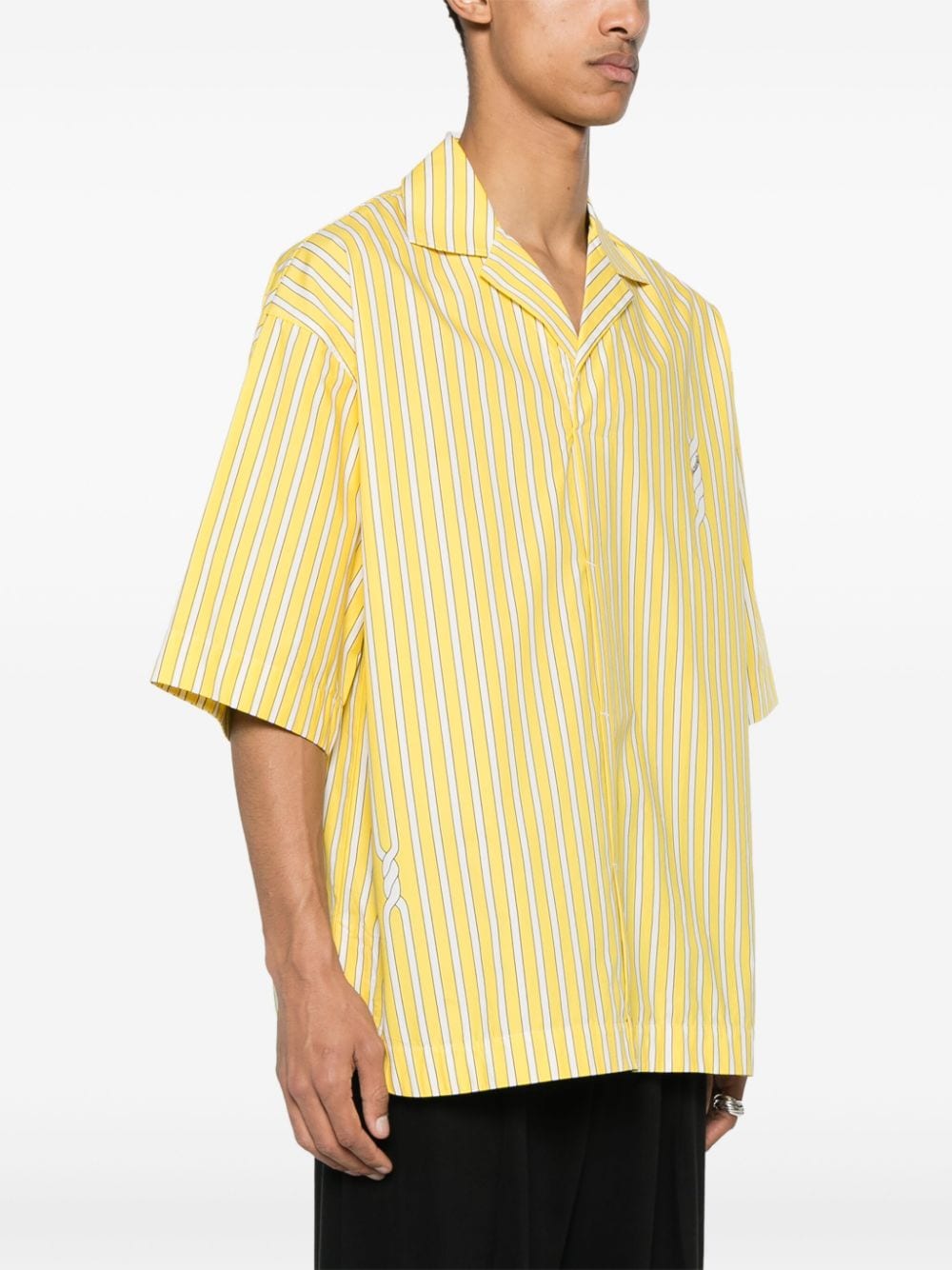 Shop Jacquemus Striped Polo Cotton Shirt In Yellow