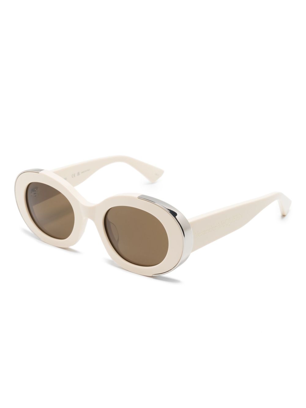 Alexander McQueen Eyewear Zonnebril met ovalen montuur Beige
