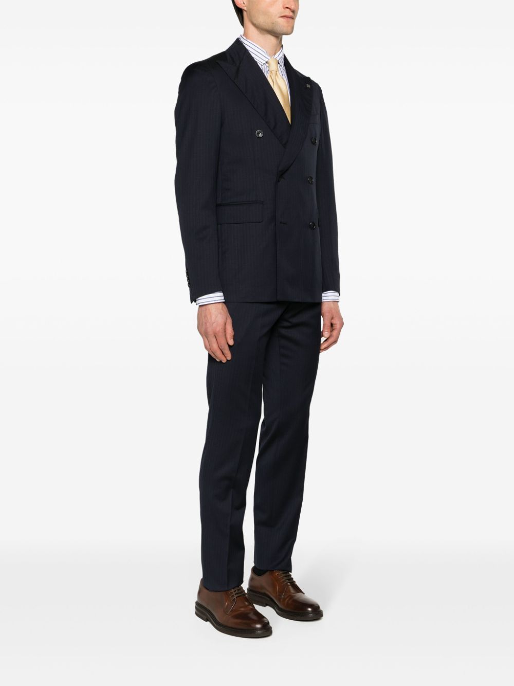 Shop Tagliatore Double-breasted Wool Suit In Blue