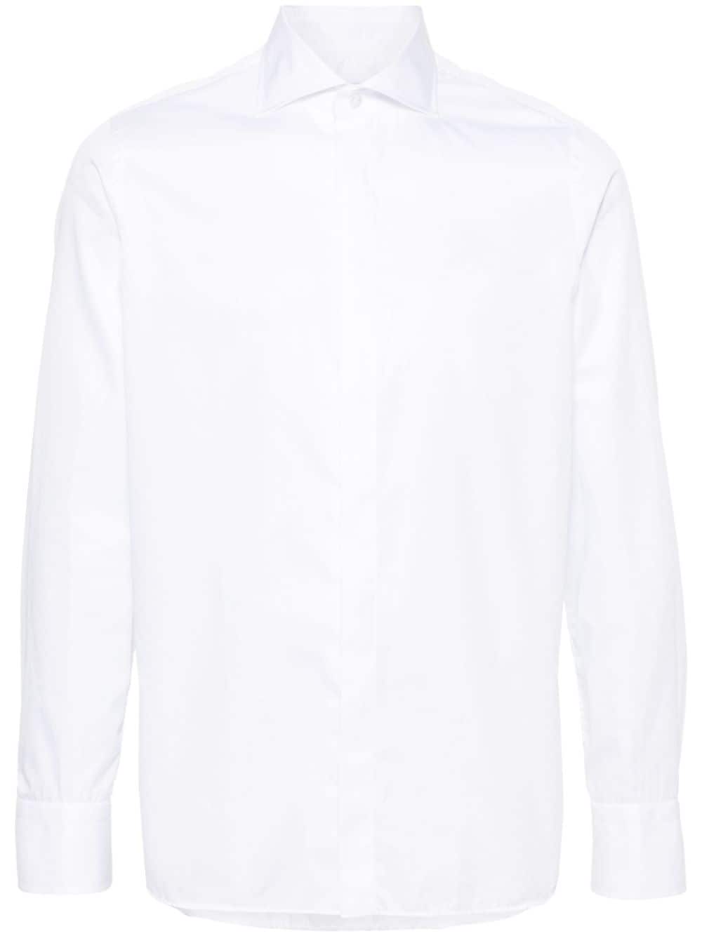 Shop Tagliatore Long-sleeve Cotton Shirt In White