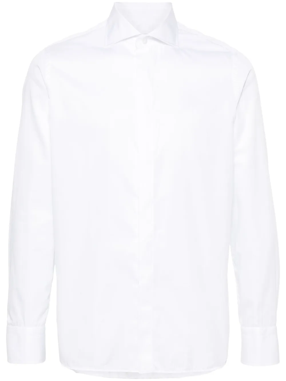 Shop Tagliatore Long-sleeve Cotton Shirt In White