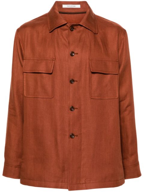 Tagliatore button-down linen shirt jacket Men