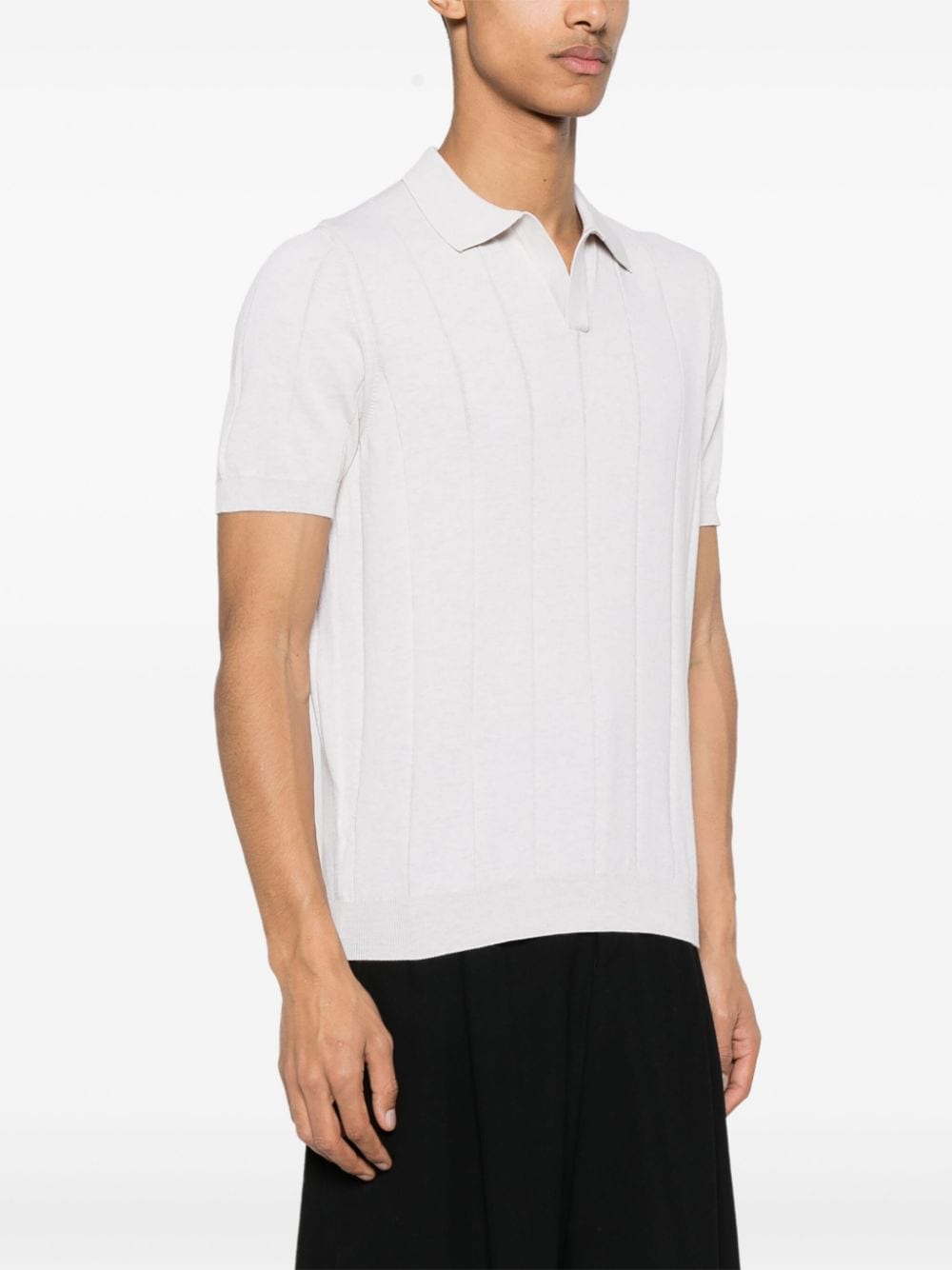 Shop Fileria Pinstriped Cotton Polo Shirt In Nude