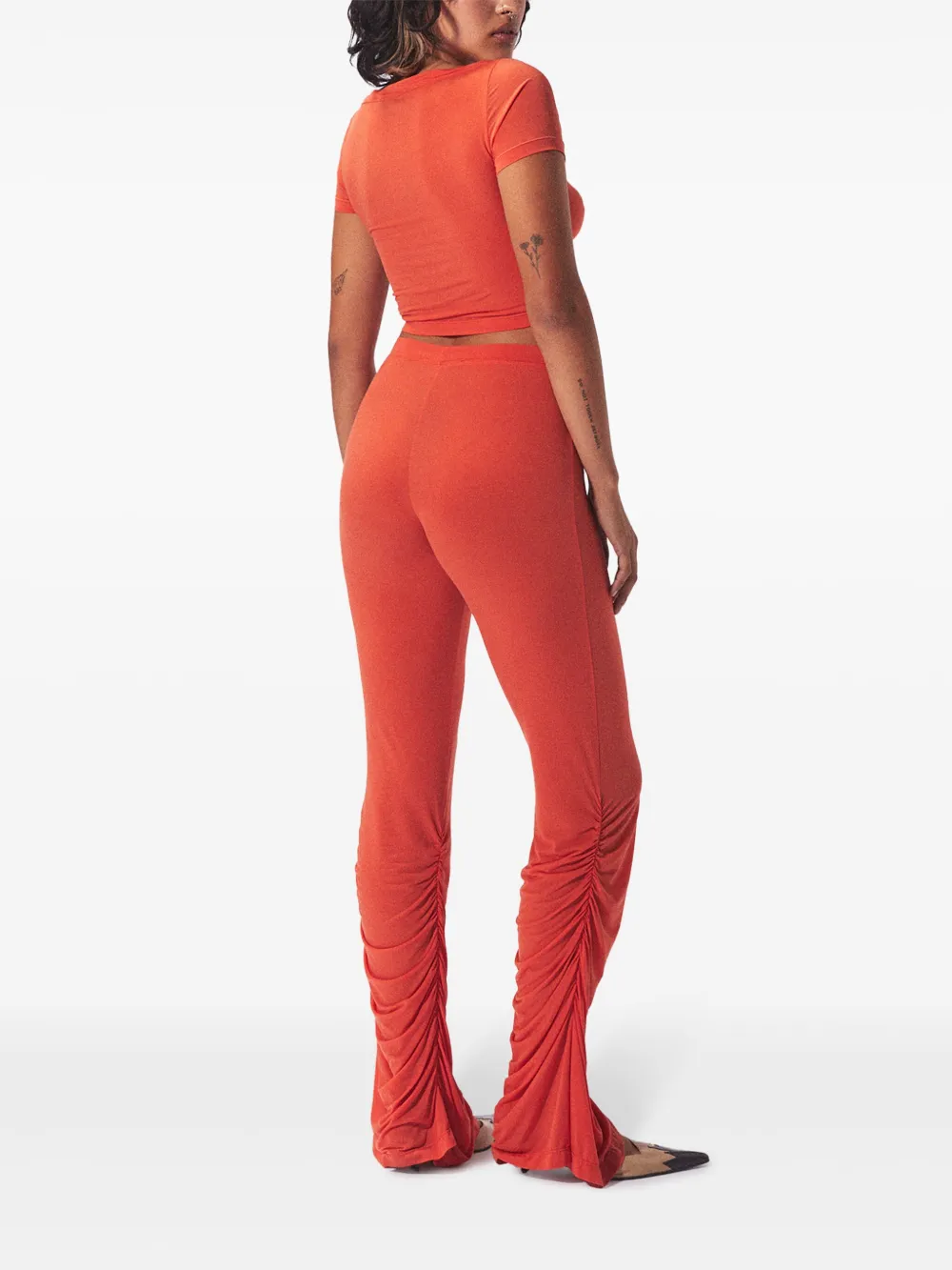 Shop Margherita Maccapani The Ruched High-waisted Leggings In Orange