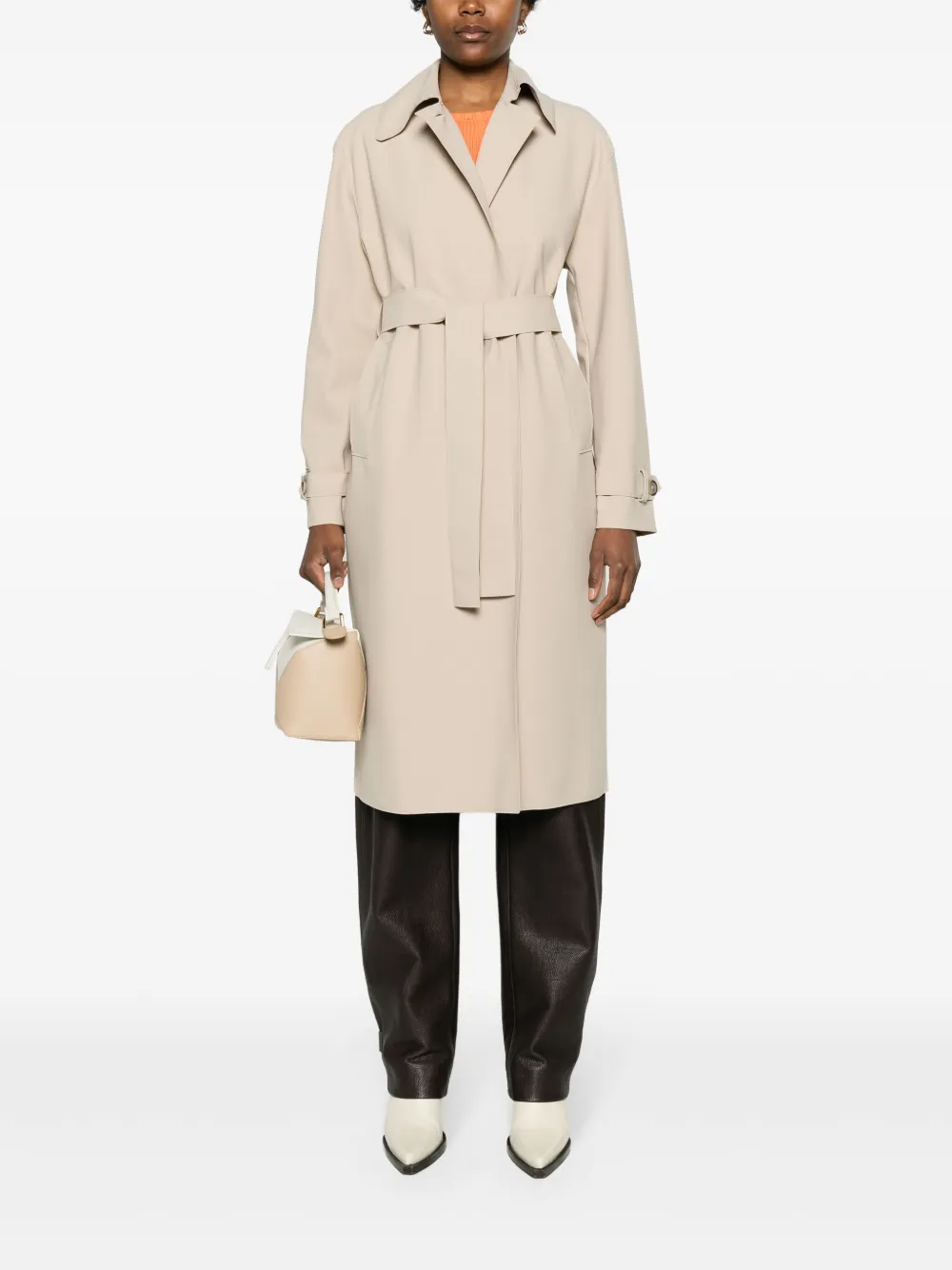 Harris Wharf London Trenchcoat met gespreide kraag en ceintuur Beige