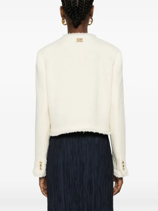 Miu Miu single-breasted Tweed Jacket | Neutrals | FARFETCH UK