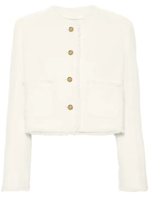 Veste en tweed à simple boutonnage - Miu Miu - Modalova
