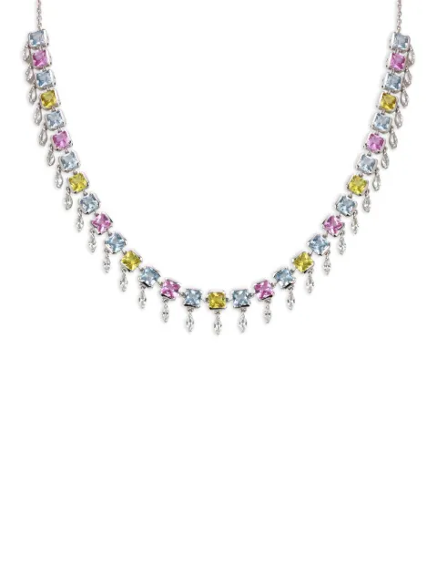 Lark & Berry 14kt white gold Full Blossom sapphire and diamond necklace
