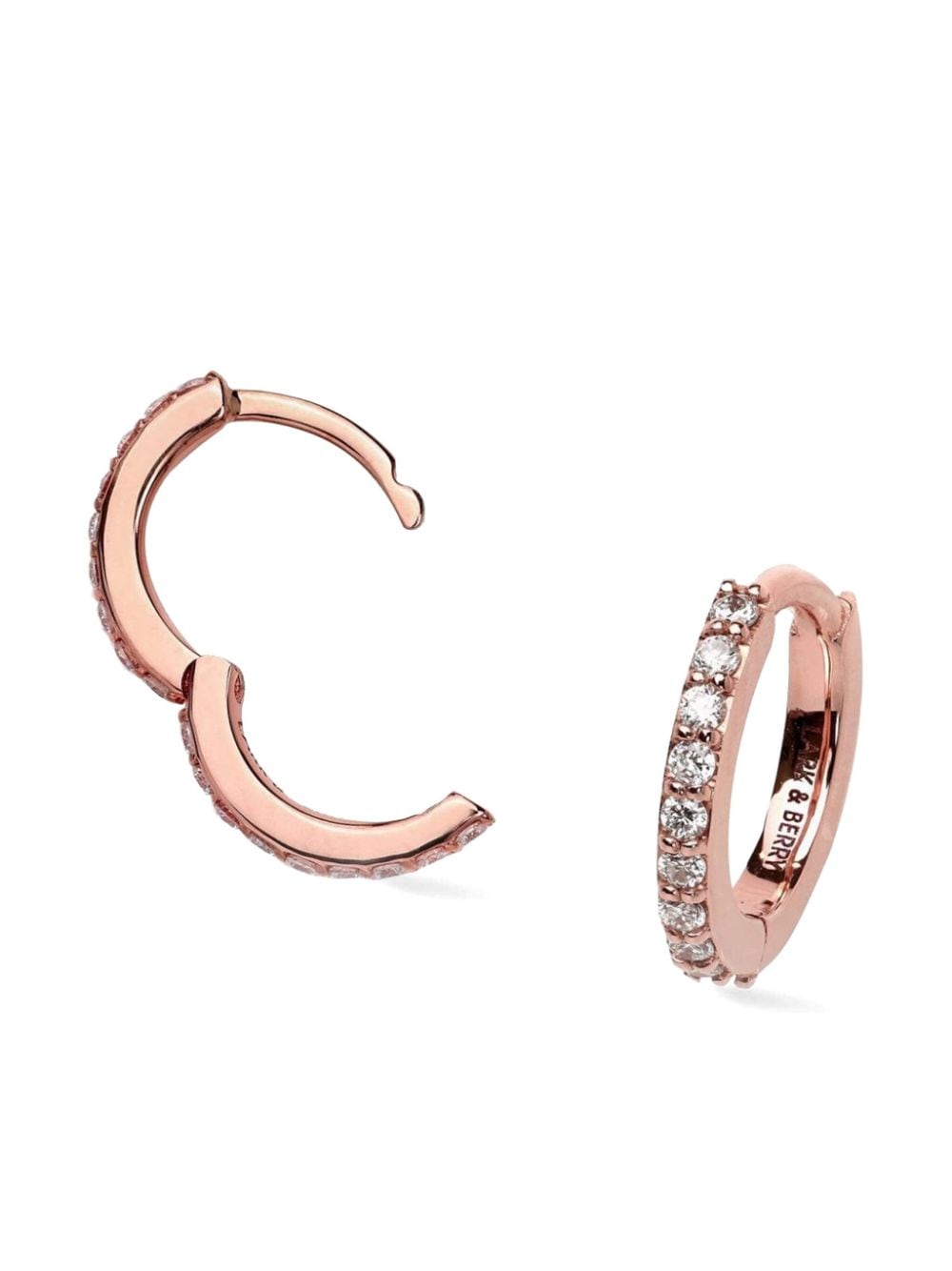 Lark & Berry 14kt roségouden Modernist oorring met diamant - Roze