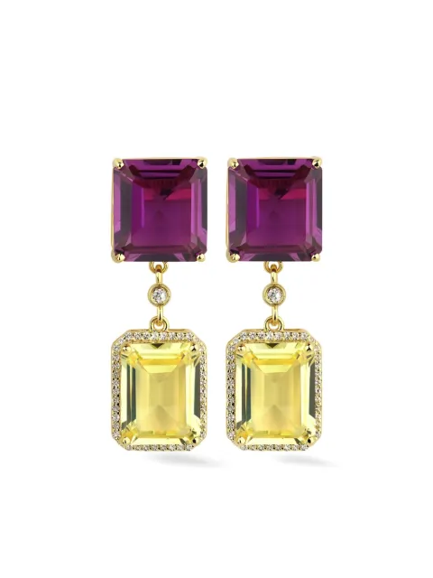 Lark & Berry aretes Daiquiri bañados en oro amarillo de 9kt con diamante y zafiro
