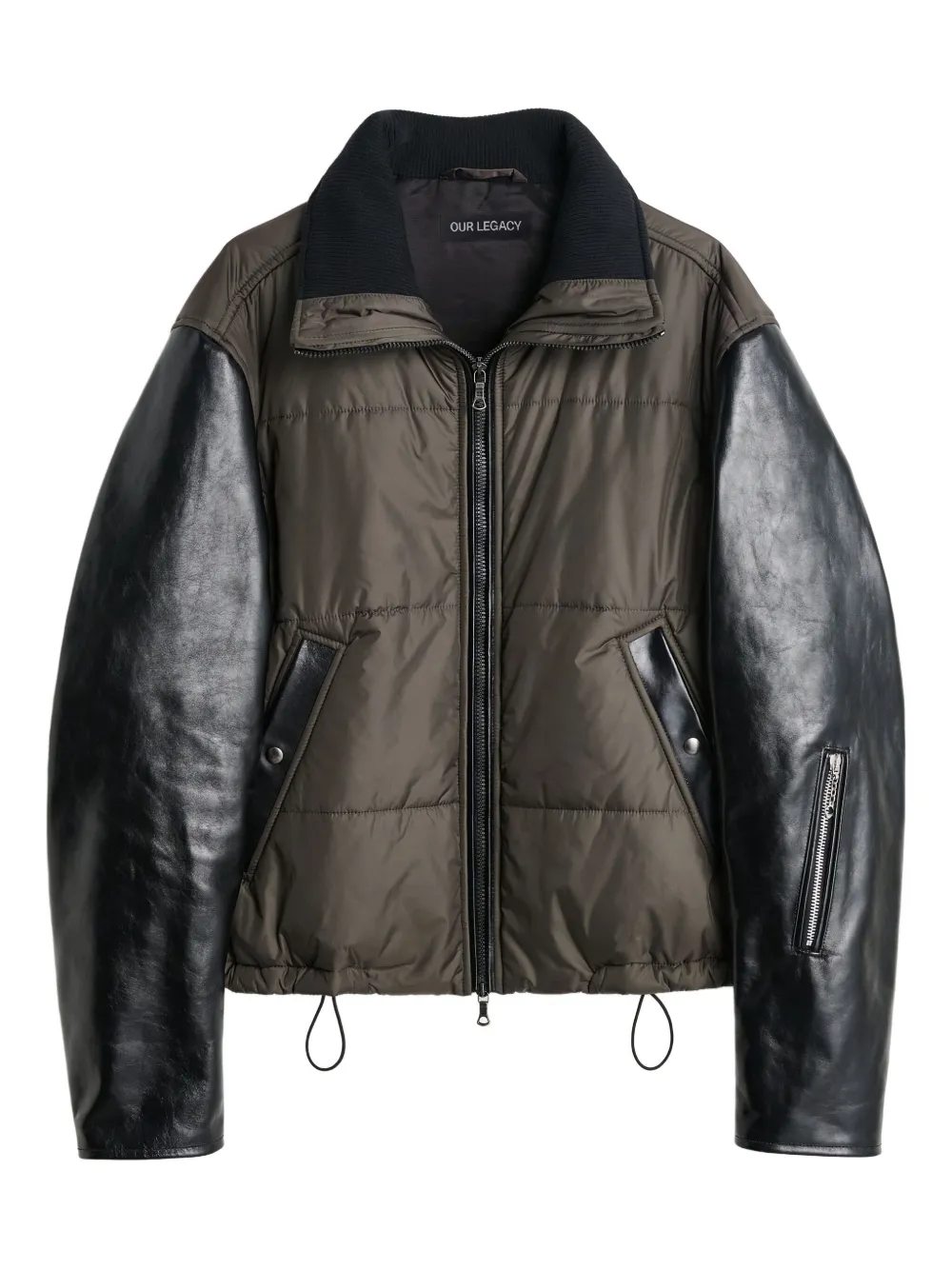 OUR LEGACY leather-sleeve quilted jacket Grijs