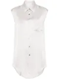 MM6 Maison Margiela ripped-detail satin-weave shirt - Grey