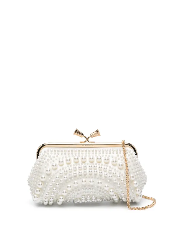 Anya Hindmarch Maud Pearl-embellished Clutch in Neutrals