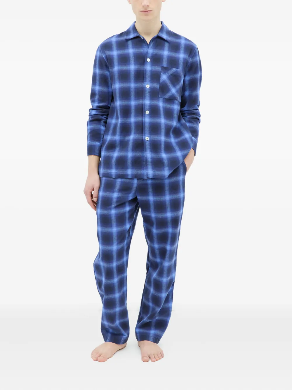 TEKLA checked shirt Blauw