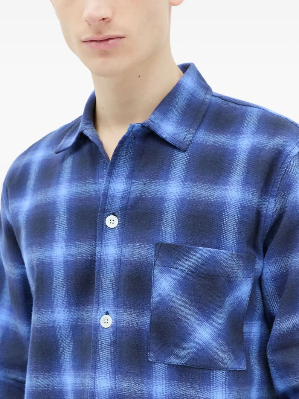 TEKLA checked shirt Blauw