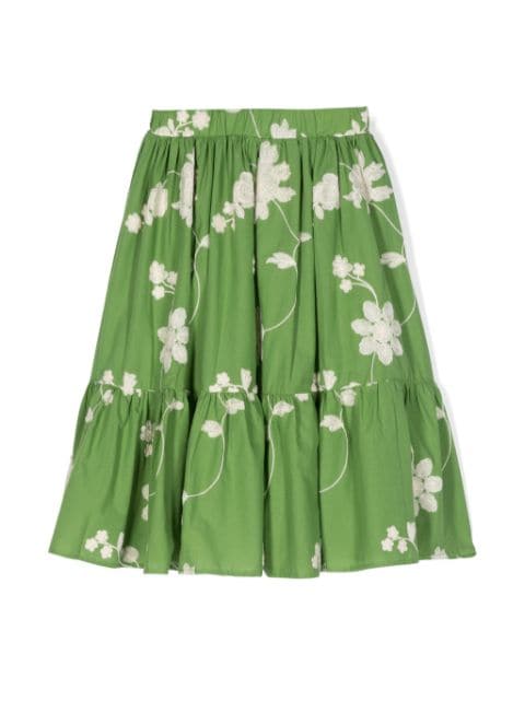 Miss Grant Kids floral-embroidered cotton skirt