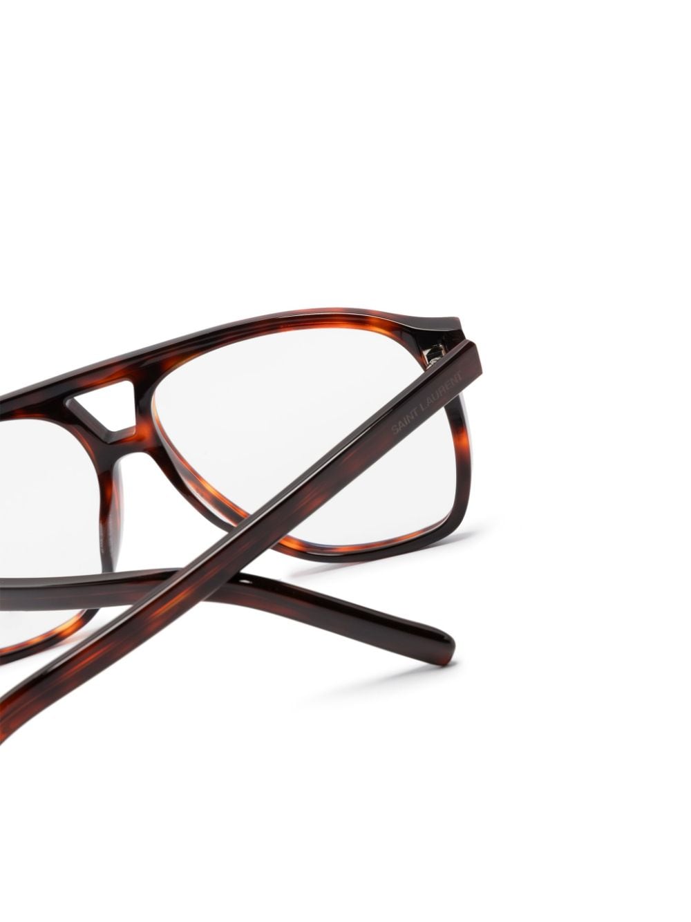 Shop Saint Laurent Dune Navigator-frame Glasses In Brown
