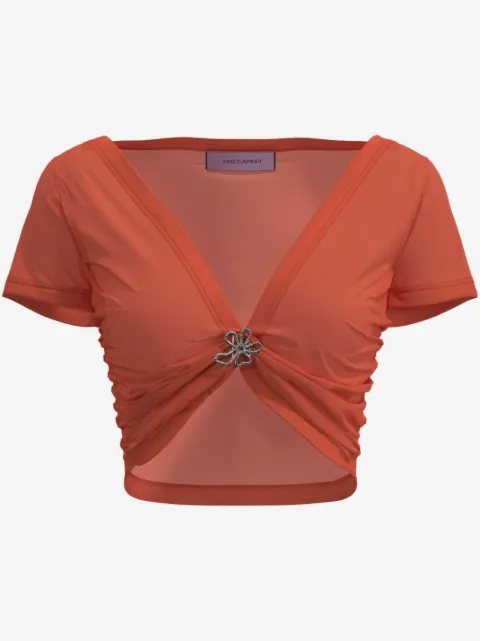 Maccapani Angela gathered-detail cropped top