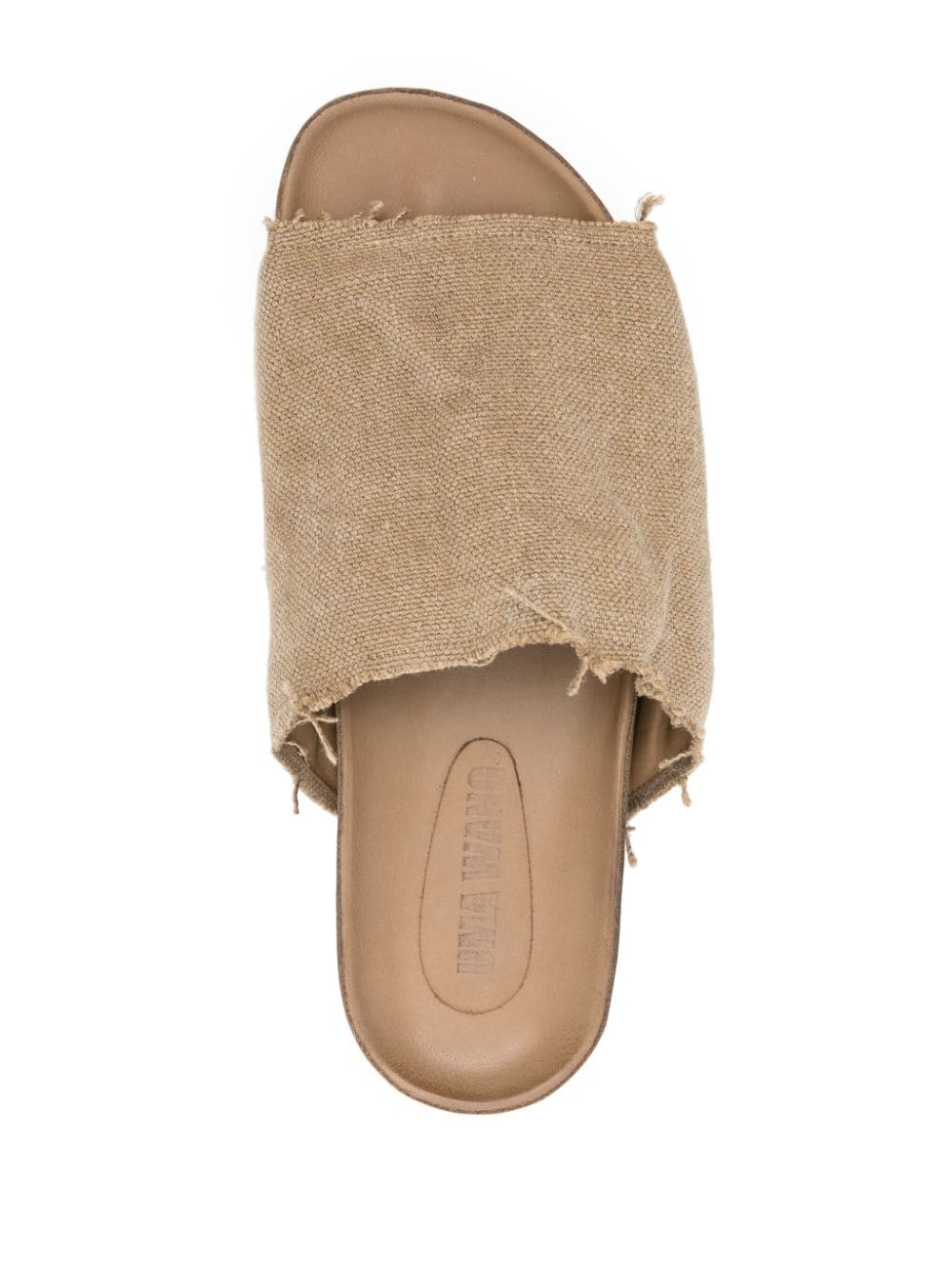 Shop Uma Wang Frayed Canvas Slides In Neutrals