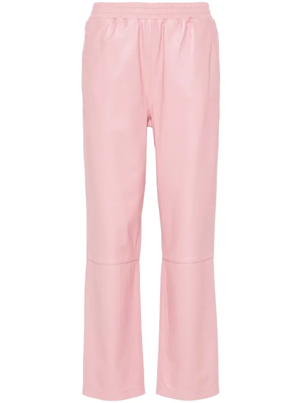 Arma Tapered Leather Trousers in Pink