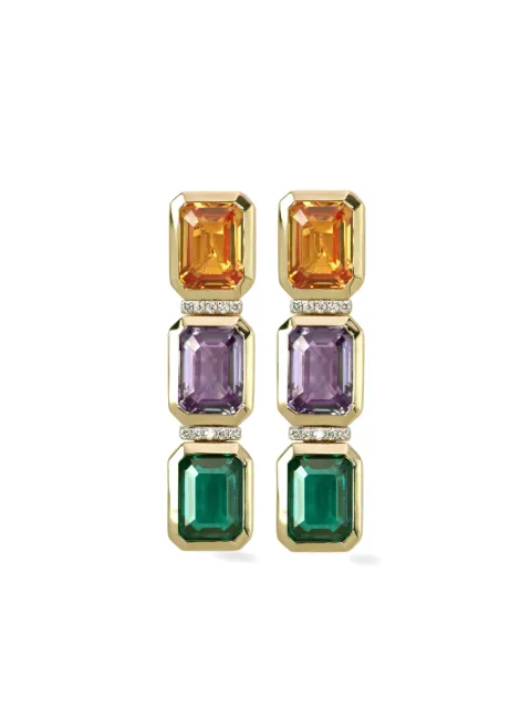 Lark & Berry boucles d'oreilles pendantes Nexus Trio en or 14ct