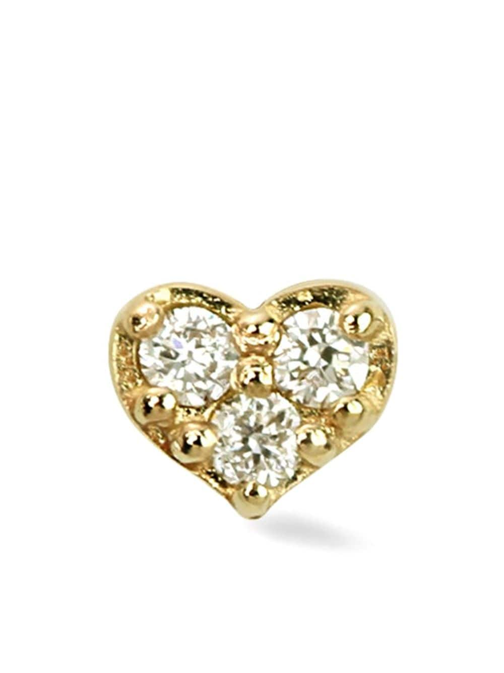 Lark & Berry Orecchino a bottone Heart in oro giallo 14kt con diamante