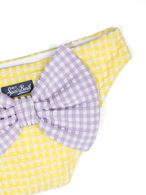 oversized-bow gingham swim bottoms