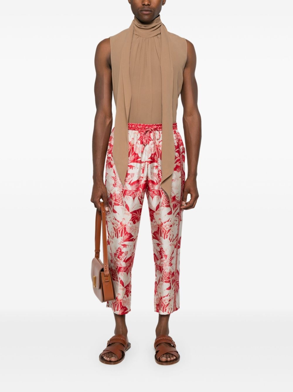 Pierre-Louis Mascia Aloe silk trousers - Rood